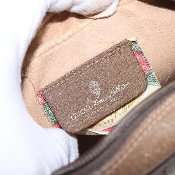 GUCCI GG Supreme Web Sherry Line Clutch Bag PVC Beige Gold - Picture 9 of 16